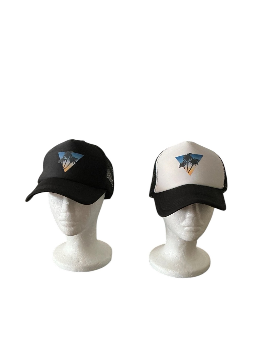 Black and White Palm Triangle Trucker Hat - Unbranded
